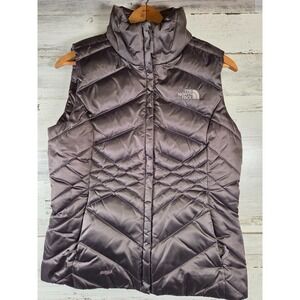 The North Face Vest Women Purple 550 Goose Down Quilted‎ Puffer Jacket Size S
